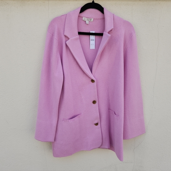 J. Crew Waisted Stretch Sweater Blazer in Pink - Picture 2 of 9